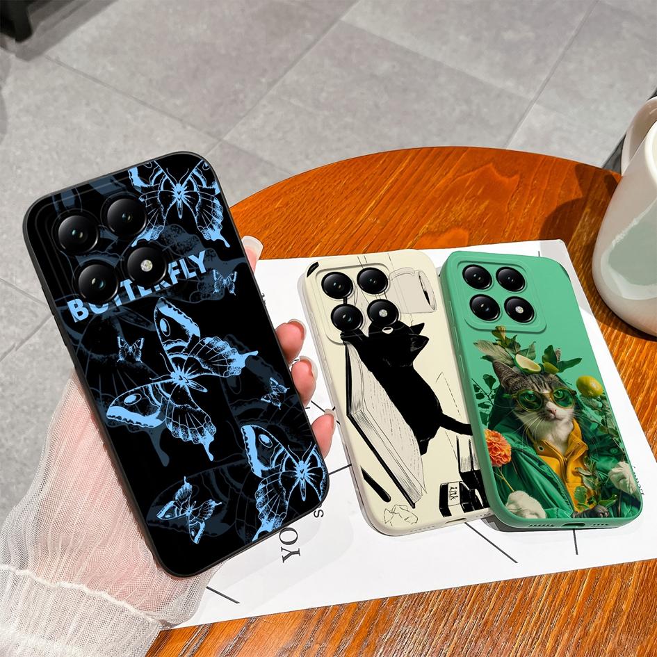 Мягкие новые чехлы для Xiaomi 14T 15 Pro Capa Pretty Cloud Flowers стильный стиль защитный жидкий силикон прочный анти-падение для Xiaomi Shell задние крышки