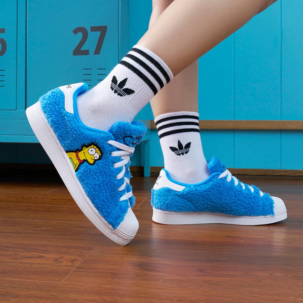 adidas Оригиналы SUPERSTAR J Устойчивые к истиранию Низкие Детские Скейтбордические Ботинки Синие Унисекс GZ1774