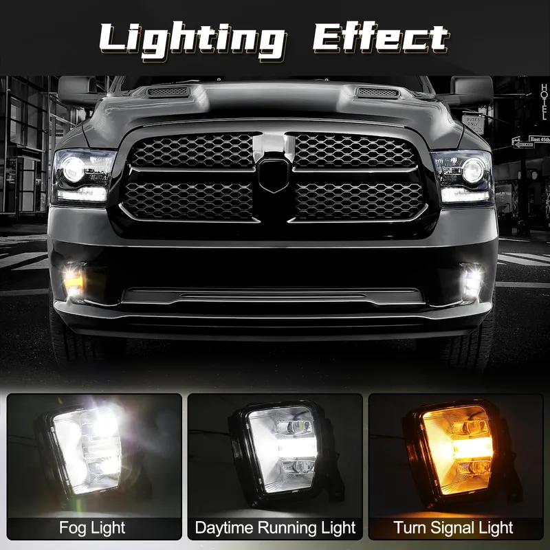 Светодиодная противотуманная фара для Dodge Ram 1500 2013 2014 2015 2016 2017 2018 Дневные ходовые огни (DRL) Поворотник Белый Желтый Автомобильные аксессуары