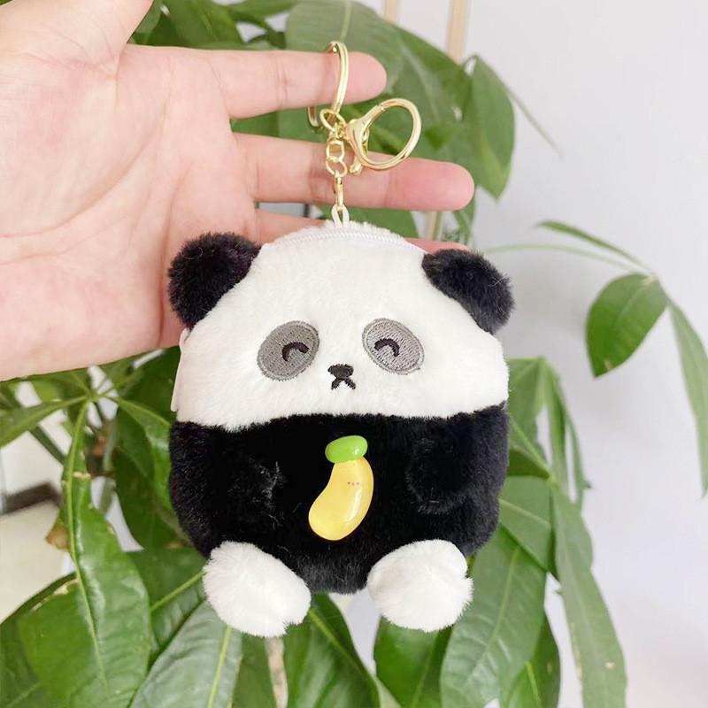 Adorable Plush Panda Bear Keychain Soft Toy Cute Coin Purse Key Holder For Girls