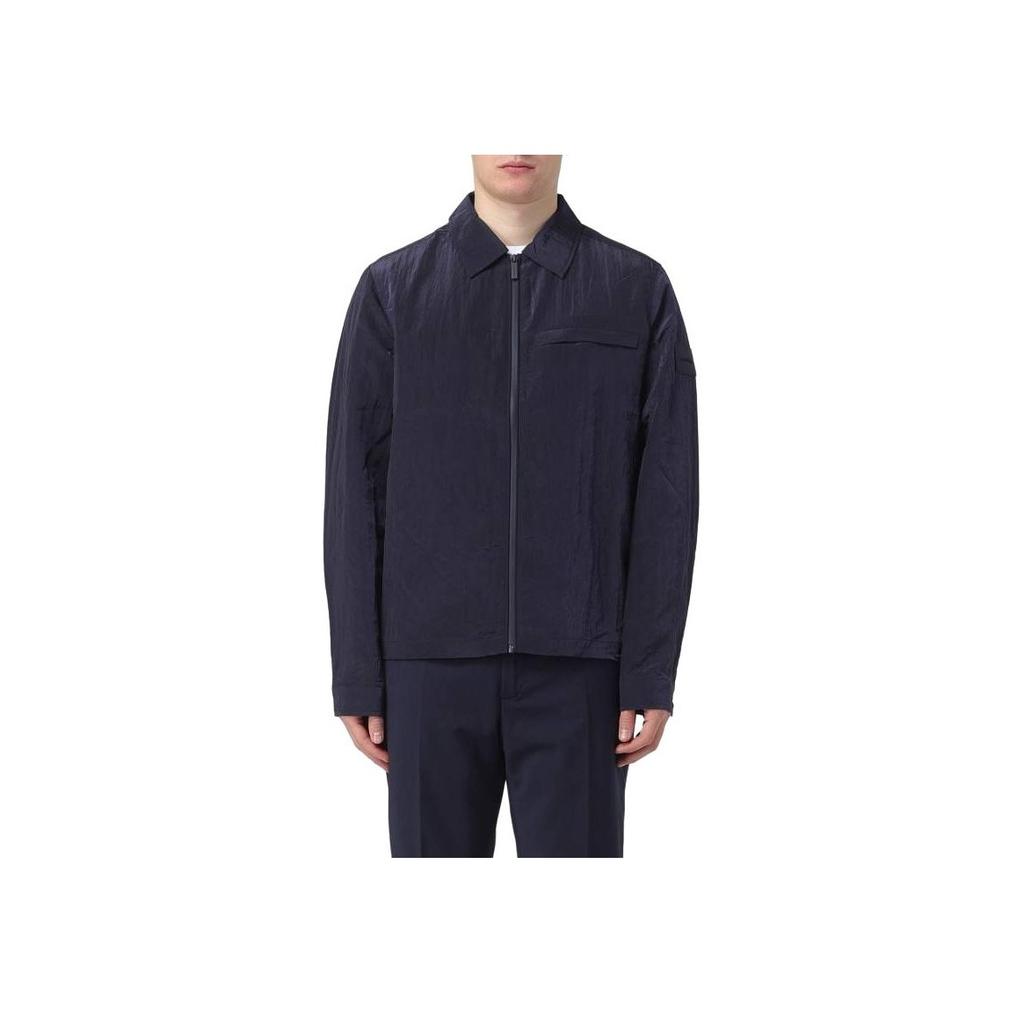 Calvin Klein Однотонная куртка с длинным рукавом и воротником-молнией, мужские куртки, темно-синие K10K112368-CHW