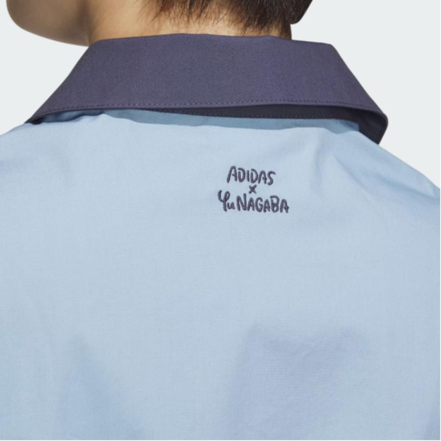Adidas Оригиналы X Yu Nagaba Collaboration Letter Hand Drawn Pattern Вышитое поясное платье-поло Женские платья синего цвета IS0626