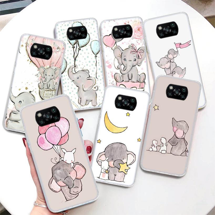 Мультяшный розовый чехол-слон для Xiaomi Poco X3 Nfc X5 X6 X7 Pro F7 Ultra F6 F5 F4 M6 M5S X4 GT M4 M3 F3 Мягкая защитная крышка Po
