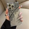Прозрачный квадратный чехол-накладка для iPhone 15 Plus 16 ProMax 11 12 14 Pro Max 13, защита от окисления, чехол с черным кружевом и узором из небрежной сетки