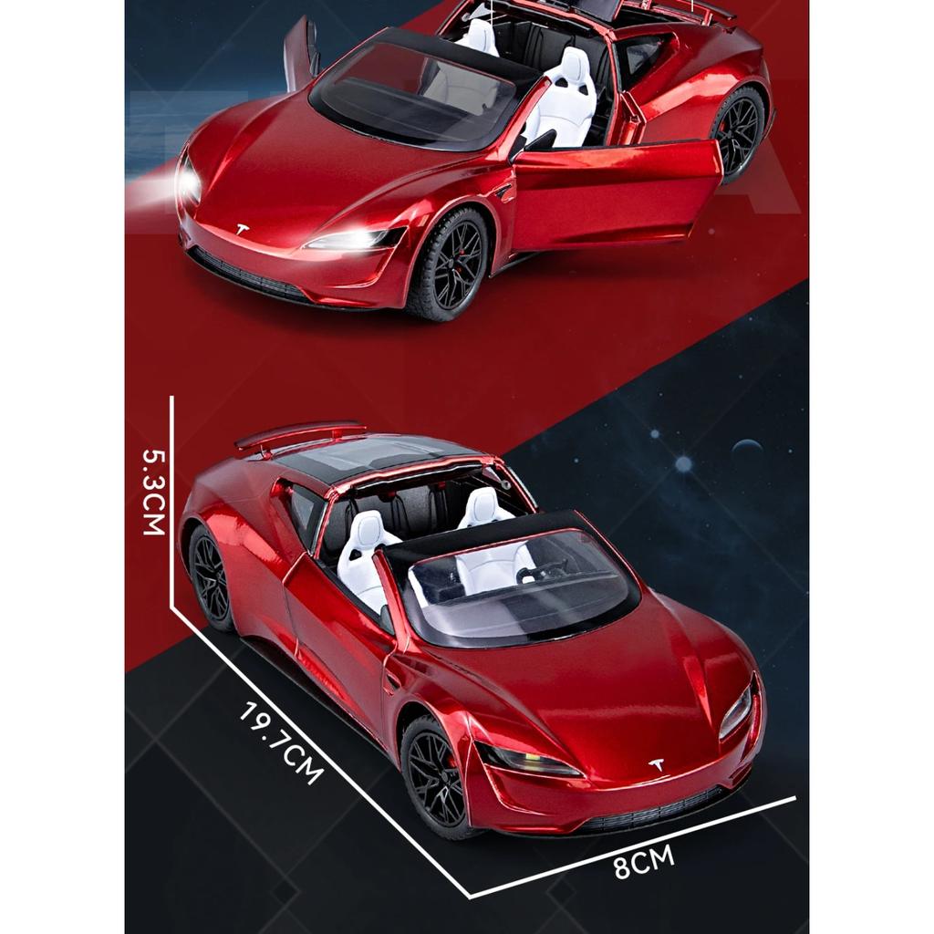 1/24 Tesla Roadster Supercar Alloy Model Car Toy Diecasts Metal Casting Sound and Light Car Toys for Children Vehicle