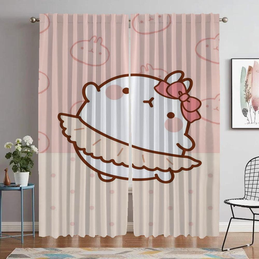 Molang Kitchen Curtains for Camera Living Room Curtain Tulle for Bedroom Partition Home Interior Curtains 2 Pieces Shades Child
