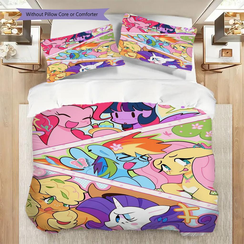 Little Pony Friendship Magic Threepiece Set 1 Duvet Cover 2 Pillowcase Without Core Bedding Set Christmas Birthday Gift