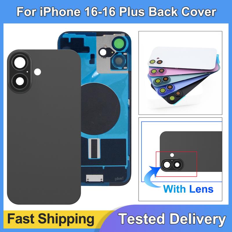 For iPhone 16 Plus Battery Back Cover with Camera Lens Phone Rear Housing Replacement Part for iPhone 16 Back Cover Glass
