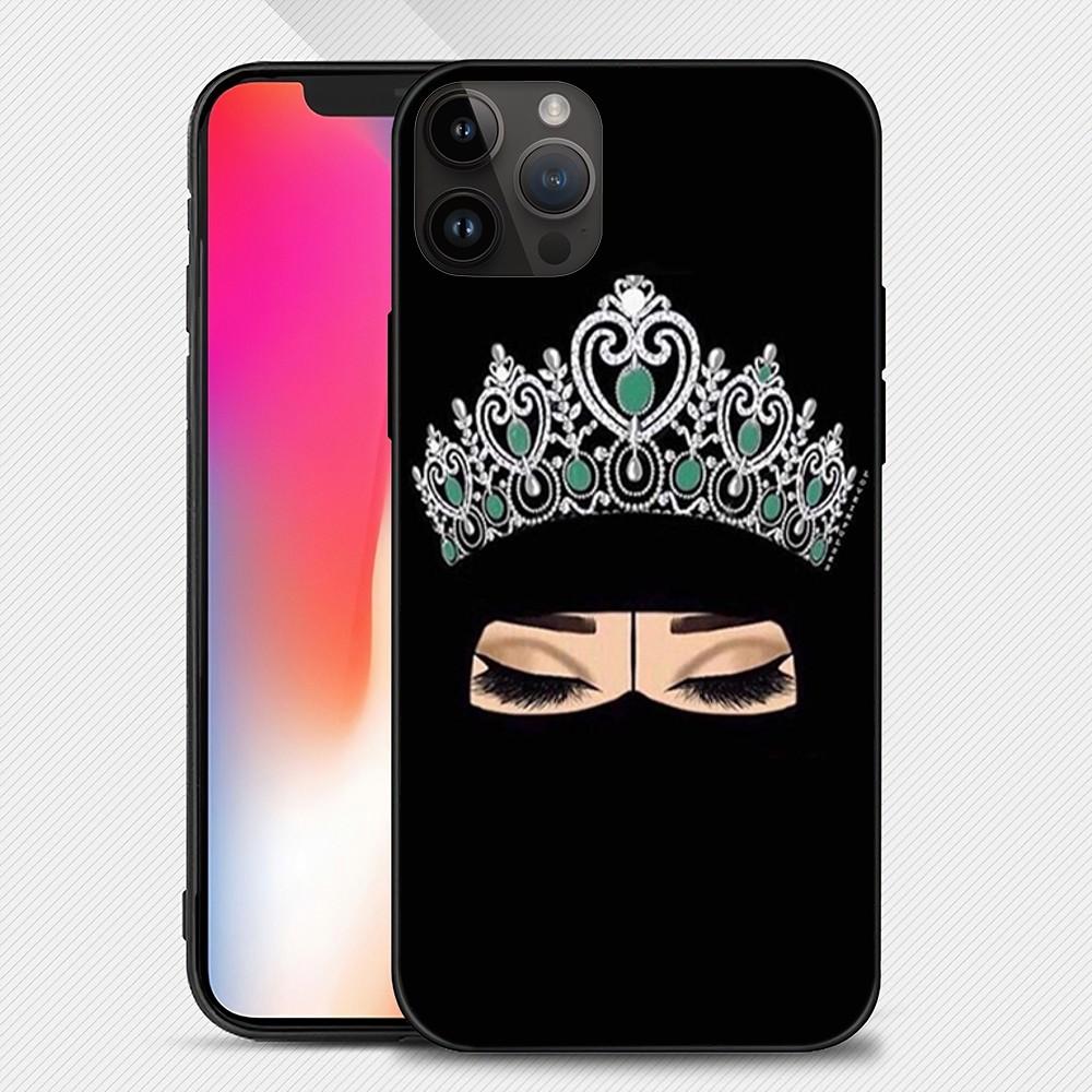 Muslim Islamic Arabic Hijab Face Gril Eyes Koran Phone Case Iphone15 14 13 12 11 Pro Max Mini X 7 8 Soft Case