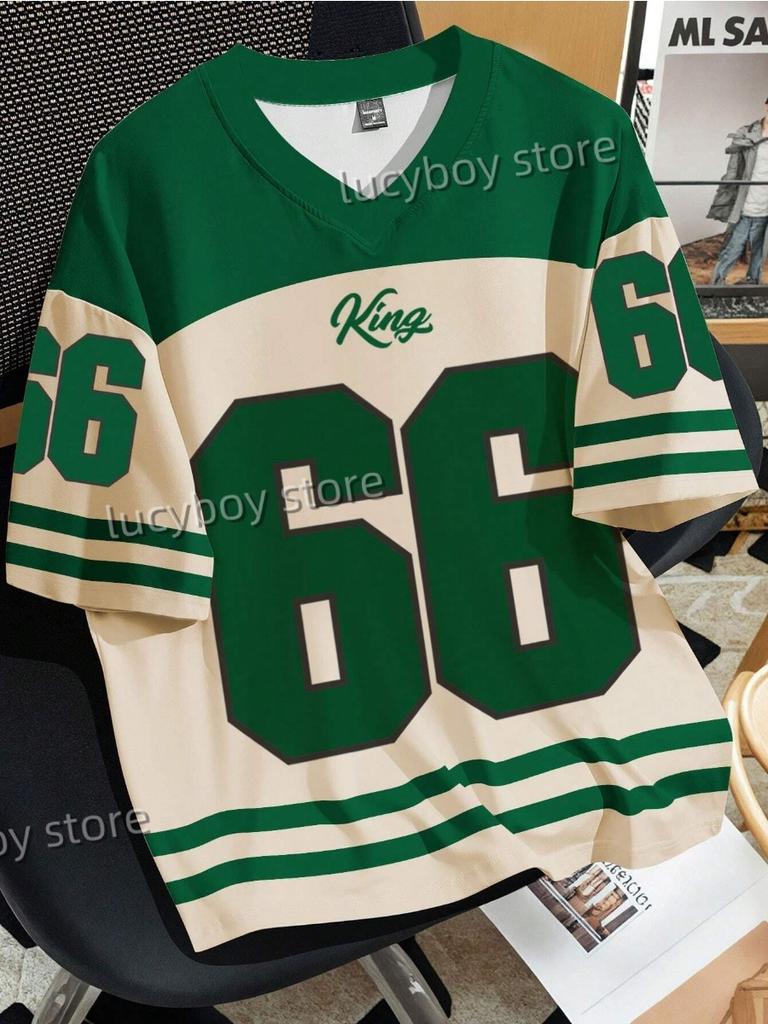 Мужская футболка с принтом «3D KING» с номером 66, мужская спортивная футболка с коротким рукавом, винтажная одежда больших размеров