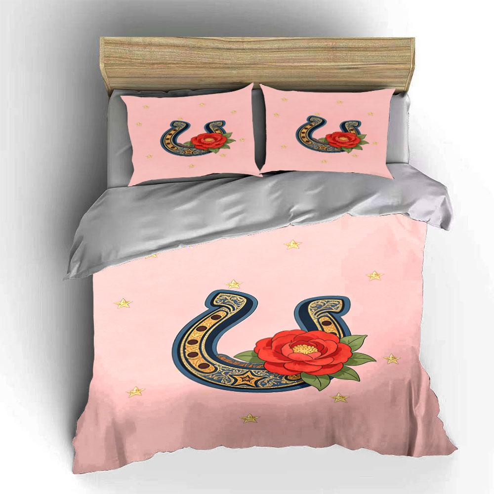 Horseshoes, red roses, stars. Bedding sets Duvet cover sets Duvet covers Pillowcases(1 * Duvet Cover 2 * Pillowcases, without duvet insert)