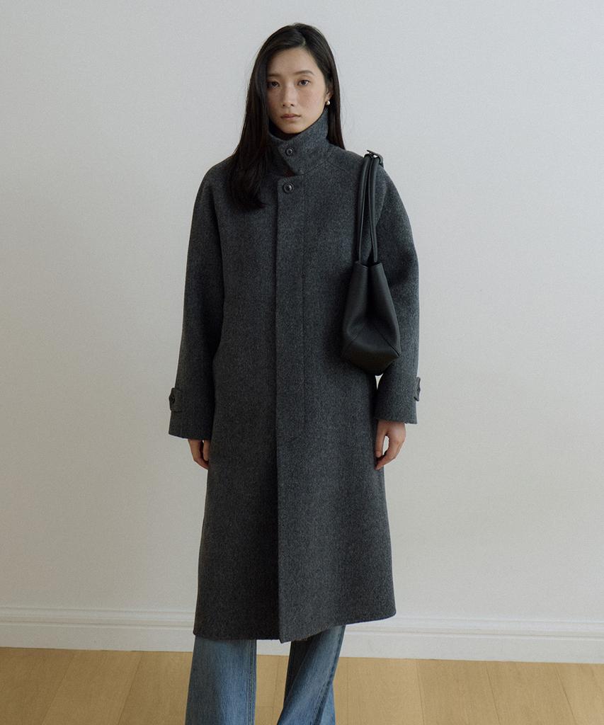 LINGSEOUL Handmade Herringbone Coat-Charcoal