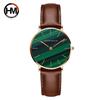 Luxury Quartz Watch Waterproof Women Green Malachite Stone Leather Ladies Top Brand Wrist Watches