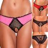 Women Lingerie Open Crotch Lace Decor Temptation Perspective Panties Briefs Tiny Underwear