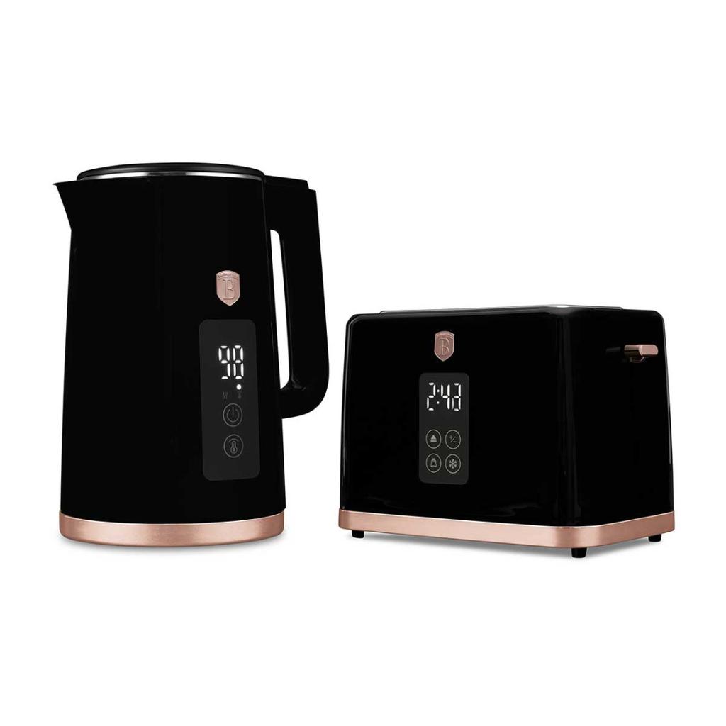 Electric Kettle 1.7L + Digital Toaster Berlinger Haus Bh-9540 Black Rose