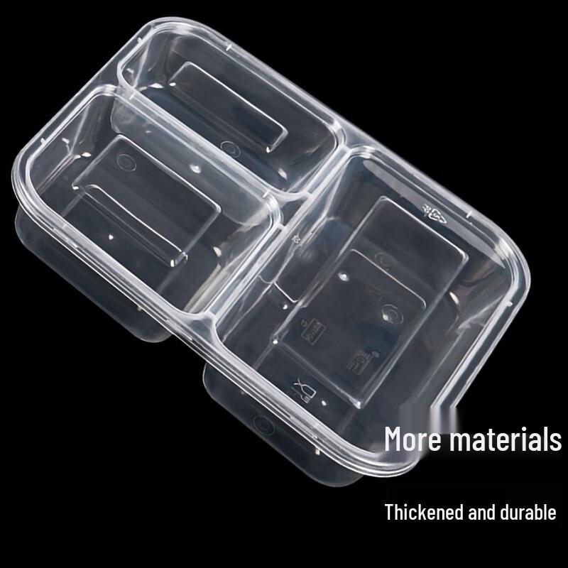 Shihua Disposable 3-Compartment Takeaway Food Containers with Lids (150 Sets)