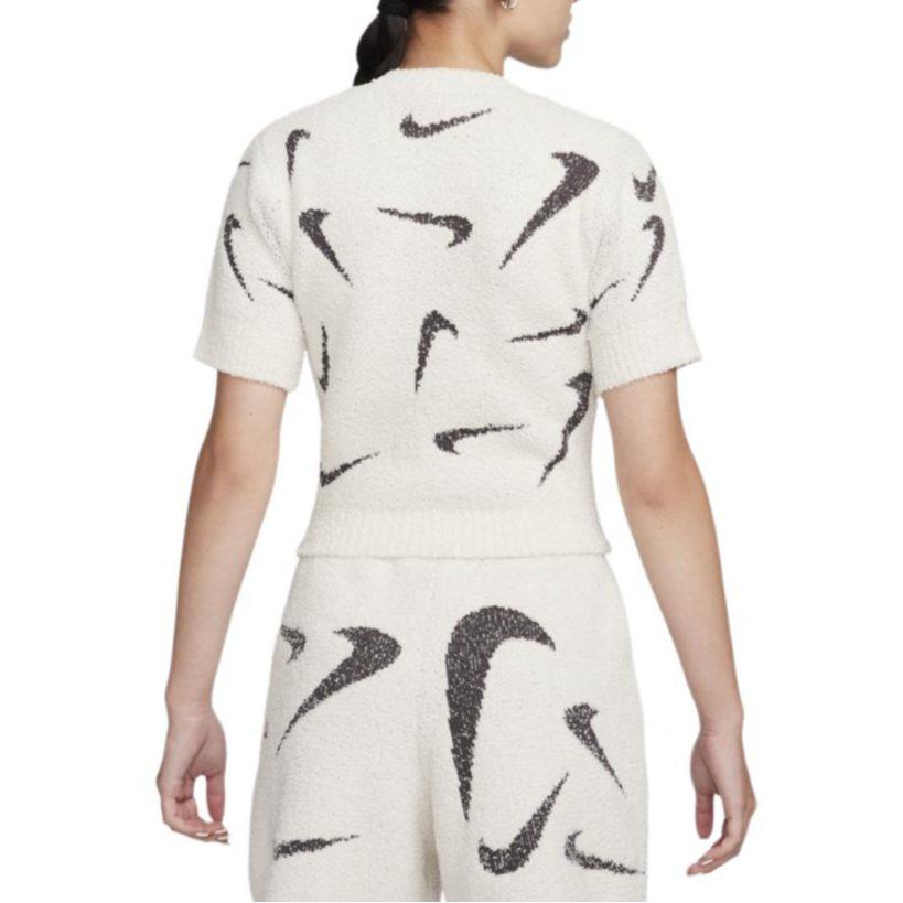 Nike Уютная вязаная футболка Phoenix Cosy Boucle, облегающая, укороченная, повседневная, FD4287-104