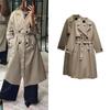 Осень и Зима Новая Мода с Поясом Длинный Лацкан Длинные Рукава Повседневное Двубортное Тренч Пальто Верхняя Одежда 8372287