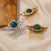 New Fashionable Retro Ethnic Style Hair Comb for Women Simple Hollow Alloy Zircon Resin Hairpin Daily Wear Hair Accessories