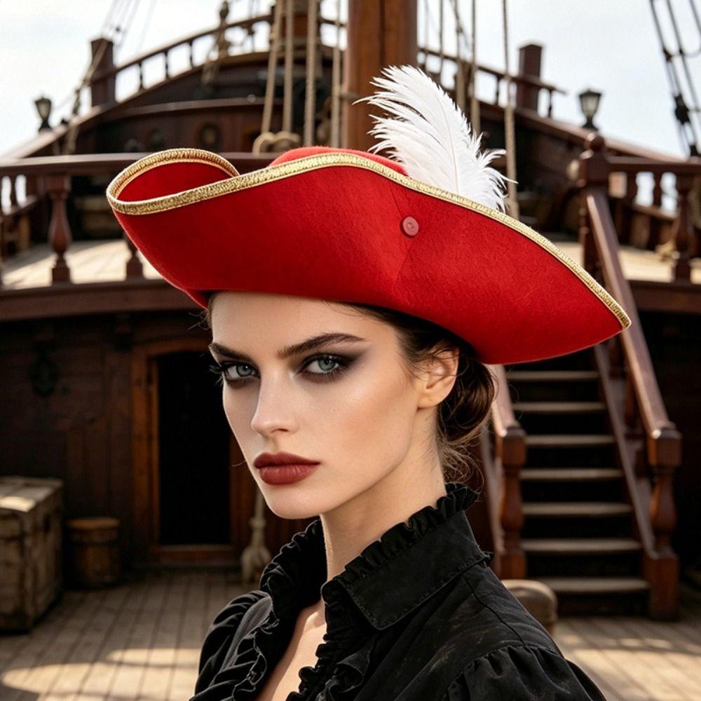 Retro Captain Hat Jack Hat Adult Tricorn Hat Casual Cosplay Pirate Hat Halloween