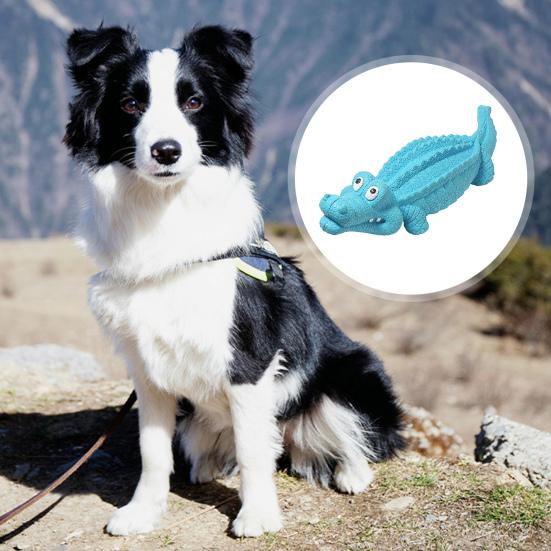 Игрушка для жевания для собак для агрессивных жевателей Неразрушимая резиновая пищалка Крокодил Игрушка для прорезывания зубов для щенков крупных средних мелких пород, чтобы занять их