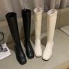 Women's High-heeled Casual White Knight Boots Square Toe Square Heel Rear Zipper Women Shoes Black Fashion Knee-High Long Boots