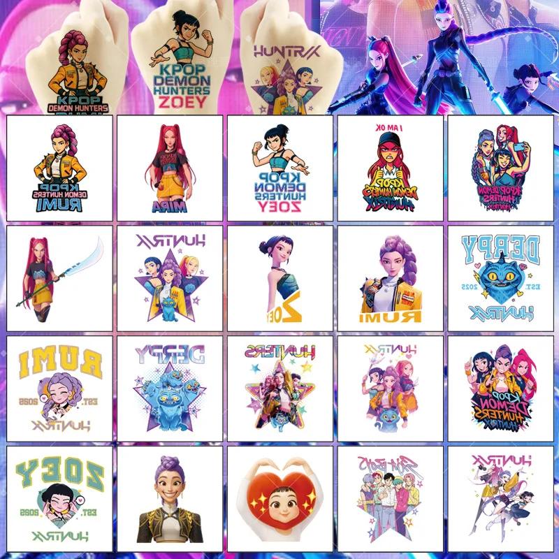 20PCS Rumi Kpop Temporary Tattoo Stickers Cute Cartoon Design Waterproof Funny Party Christmas Gift Ideas