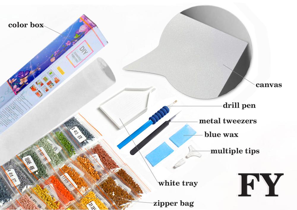 Diamond Drawing Tool Set with Protective Cover Iron Tweezers & Multiple Pen Tips Plastic Accessories