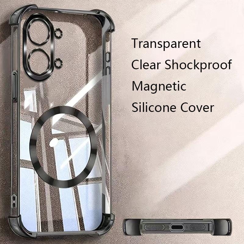 Clear Shockproof Magnetic For Magsafe Case For Huawei Pura 90 80 70 Ultra P60 P50 P40 Pro P30 Lite Wireless Charging Soft Cover