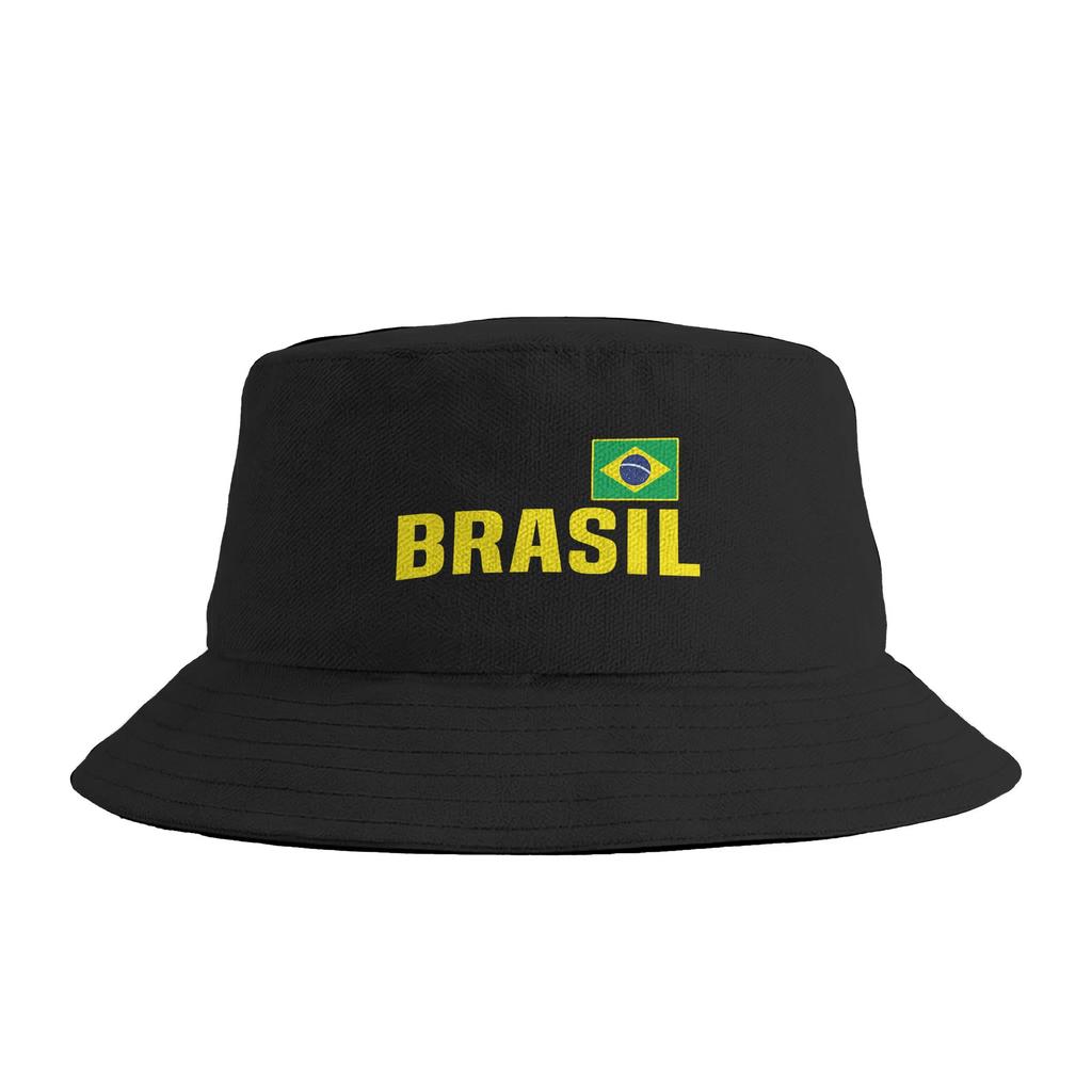 Brazil Brazilian Flag Brasil Graphic Bucket Hat  Hip Hop FisherUnisex Caps Breathable Fishing Sun Hats For Couple Funny Design Cap
