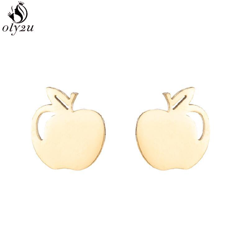 Bohemian Stainless Steel Fruit Leaf Earring Mini Apple Cherry Ear Jewelry Girl Cartoon Pineapple Strawberry Earrings Accessories