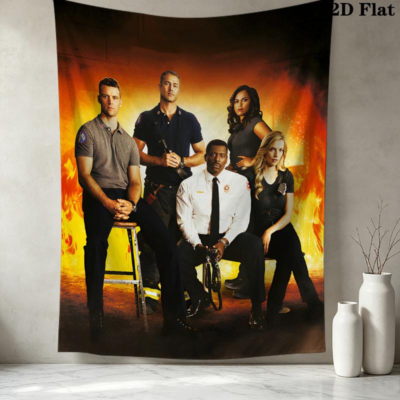 Chicago Fire Wall Tapestry Aesthetic Wall Hanging Printed Fabric Blanket Decorative Tapestries For Bedroom Living Room Home Decor