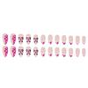 24 Pcs French Tip Stick On Nail Butterfly False Nail Short Almond Press On Nail Flowers Artificial Acrylic Nail