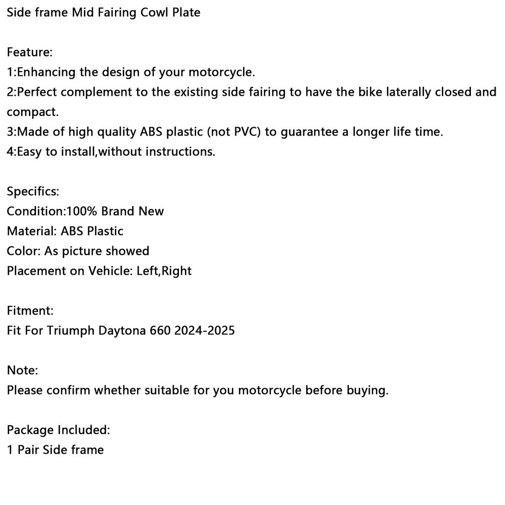 Боковая рама Средний обтекатель Кожух для Daytona 660 2024-2025