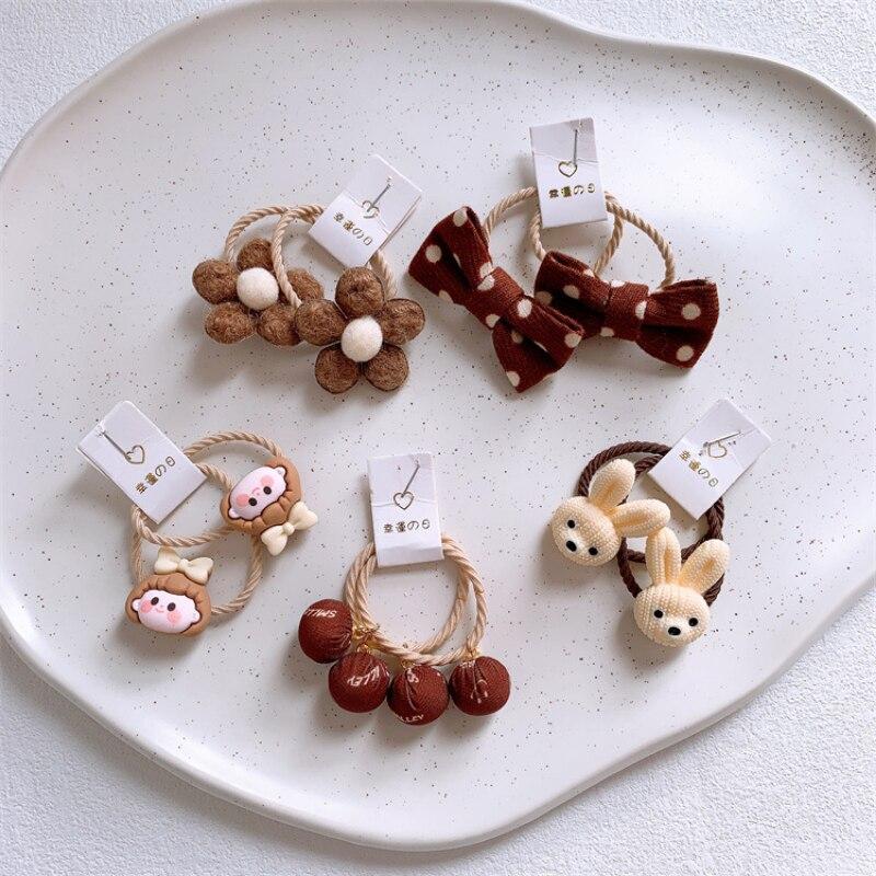 10PCS Mini Baby Hair Band Cute Cartoon Milk Tea Series Bow Hair Band for Toddler Baby Girl Fashion Hair Accessories Girl