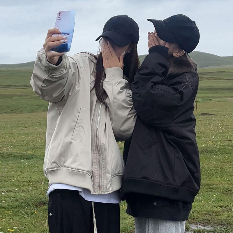 Women's Winter Baseball Jacket with Cotton Padding and Oversize Fit