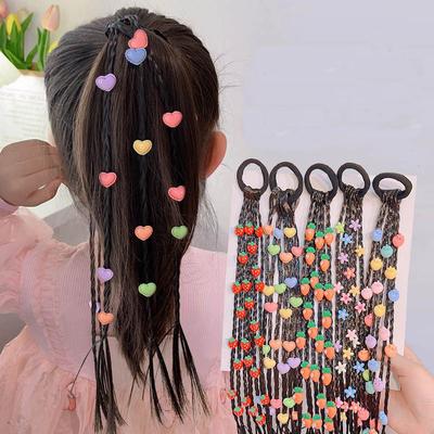 1 шт. Новый Девочки Цветные Клубничные Парики Хвост Повязки Резинки Резинки для волос Головные уборы Милые Детские Аксессуары для волос