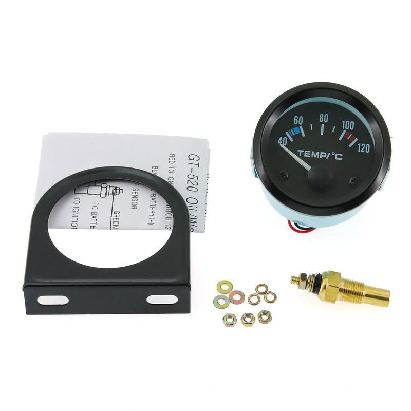 52mm Water Temperature Gauge 40-120 Celsius Water Temp Sensor Joint Pipe Sensor 26/28/32/34/36/38/40mm Hose Adapter For 12V Car