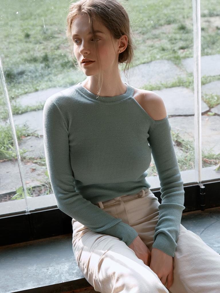 LENINA Thea Cutout Knit Top_Mint