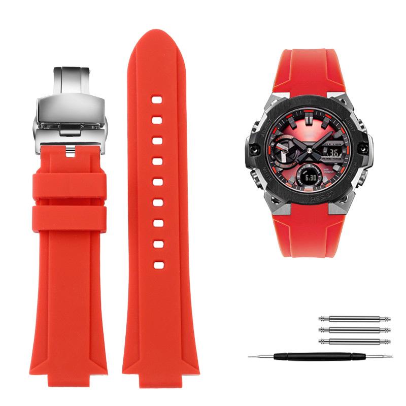 Classic Convex Mouth Silicone Watchband For Casio G-SHOCK Steel Heart GST-B400 Men's Sports Waterproof Rubber Strap Bracelet Accessories