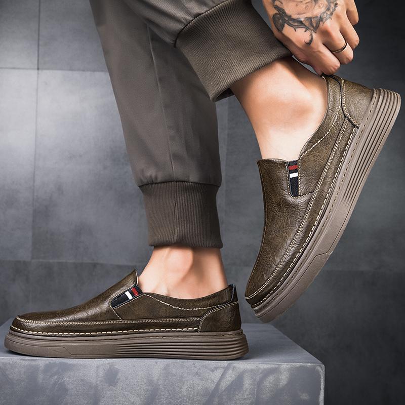 Модные мужские туфли без застежек из натуральной кожи, оксфордские туфли, дышащие уличные кроссовки, мужская удобная повседневная обувь ручной работы, прогулочная обувь