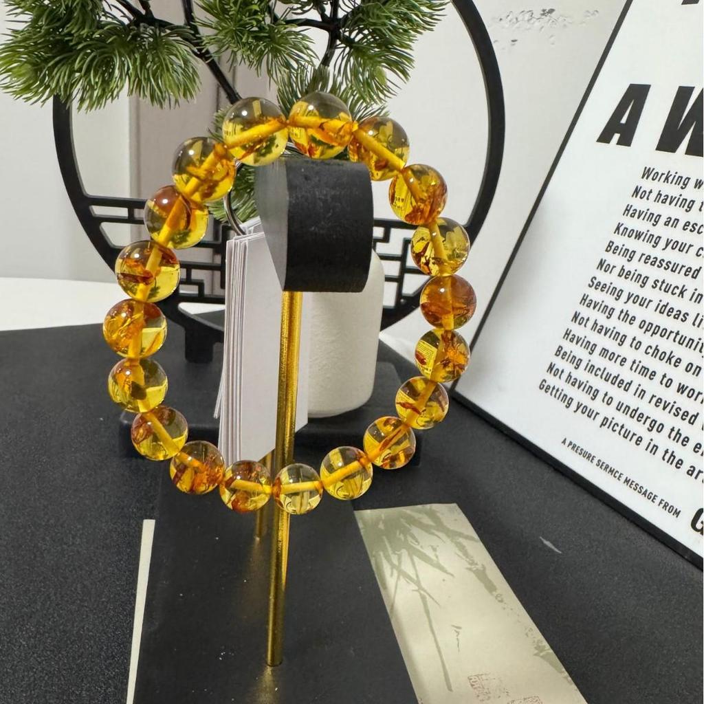 Классический универсальный браслет с янтарным цветком для мужчин и женщин