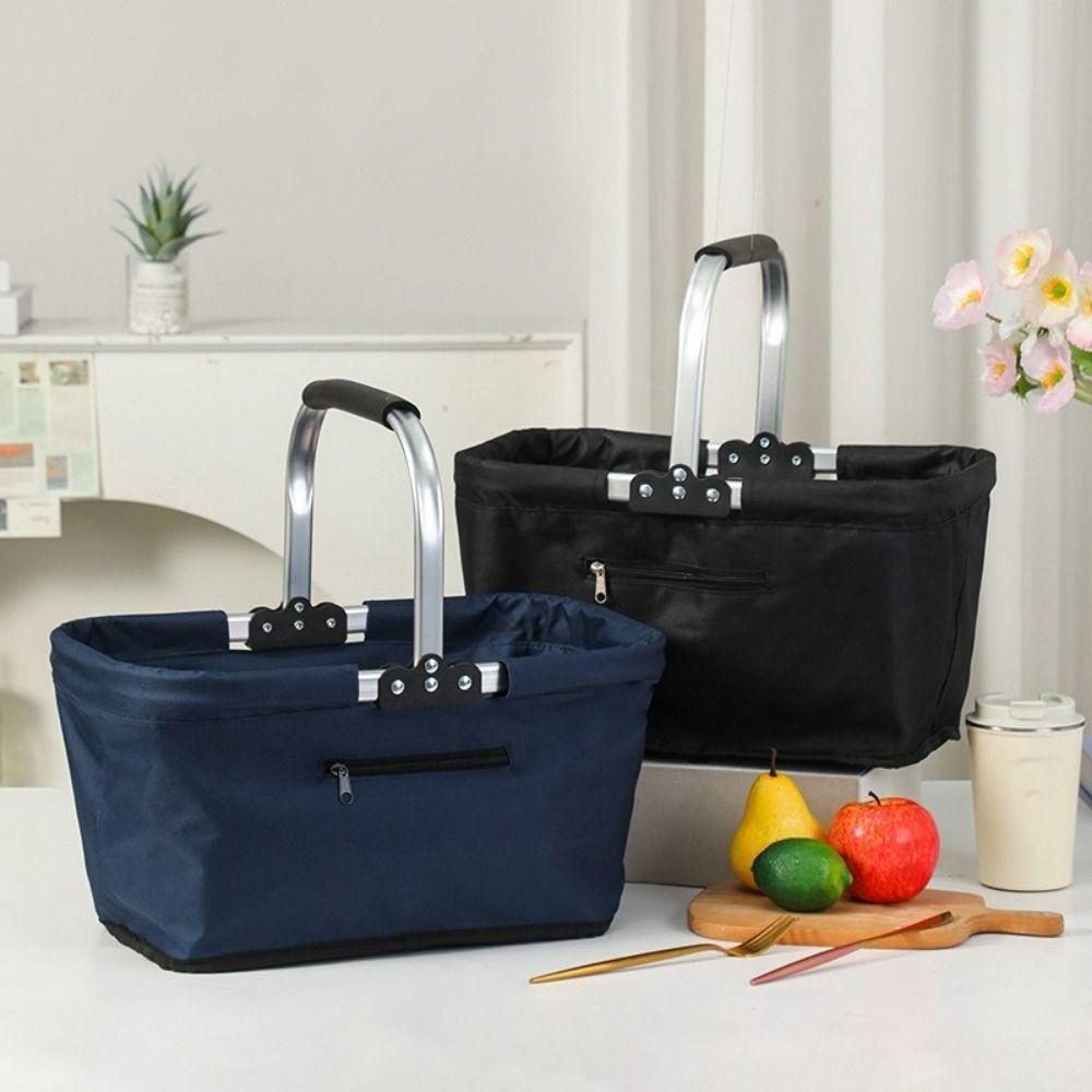 26 L Grocery Shopping Basket Oxford Cloth Shopping Bag Basket Grocery Storage Container Travel