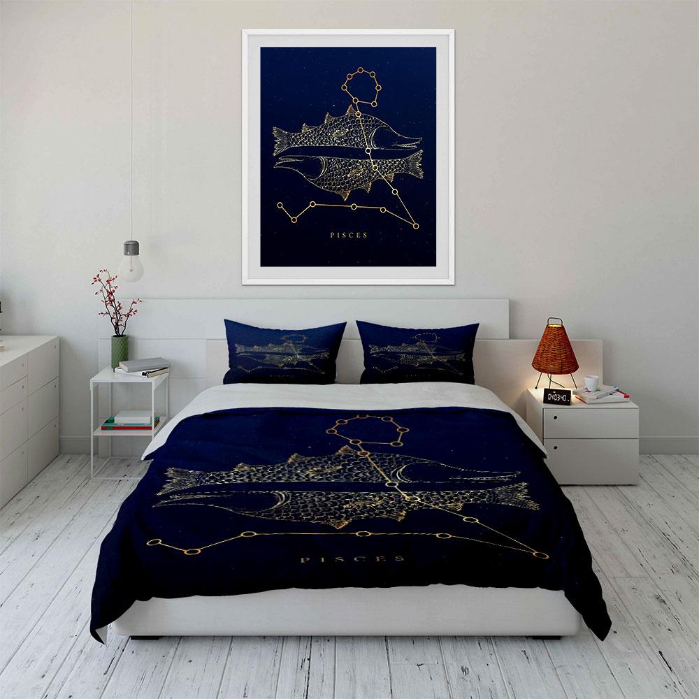 Pisces Constellation Bedding Set Bedding Duvet Cover Set Duvet Cover Pillowcases (1 * Duvet Cover 2 * Pillowcases, without duvet insert)