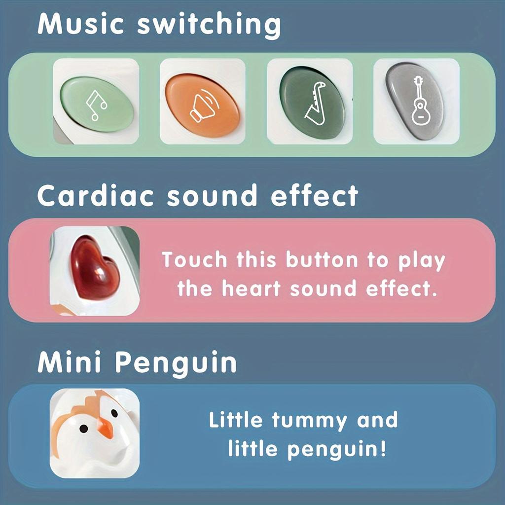Игрушки для малышей Пингвин, Музыкальные игрушки для младенцев от 6 месяцев, Игрушки для выкладывания на живот с музыкой и подсветкой, Светящиеся обучающие игрушки, Танцующая ползающая игрушка для малышей