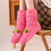 1 пара зимних носков-тапочек с мультяшным дизайном и вышивкой животных, ультра-толстые флисовые носки средней длины с нескользящими вставками