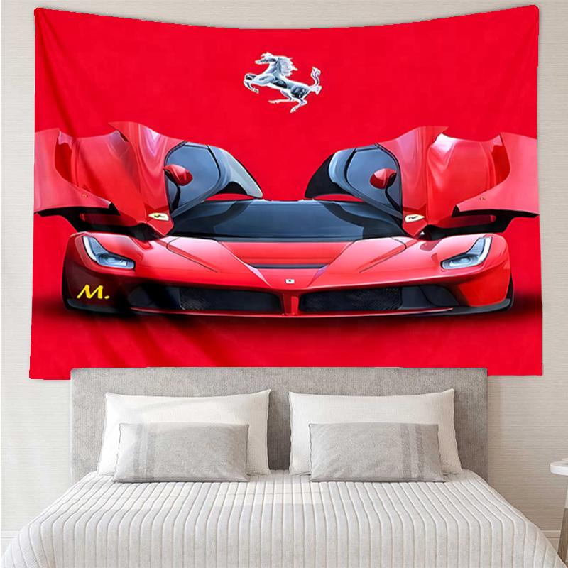 Гобелен с логотипом Ferrari для спальни, эстетичные гобелены для классной комнаты, настенное панно для гостиной, общежития, офиса, идеальный креативный подарок