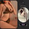 Sexy lingerie leopard print three-point strap suspender set hot passion no temptation uniform NV