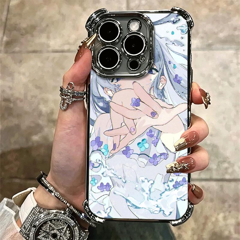 Аниме Кавайная Девушка Ins Стиль Покрытие Чехол для Телефона Для Iphone 16 17 Pro Max Air 16E 14 15 Plus 12 13 Mini Противоударный Подушка Безопасности Чехол