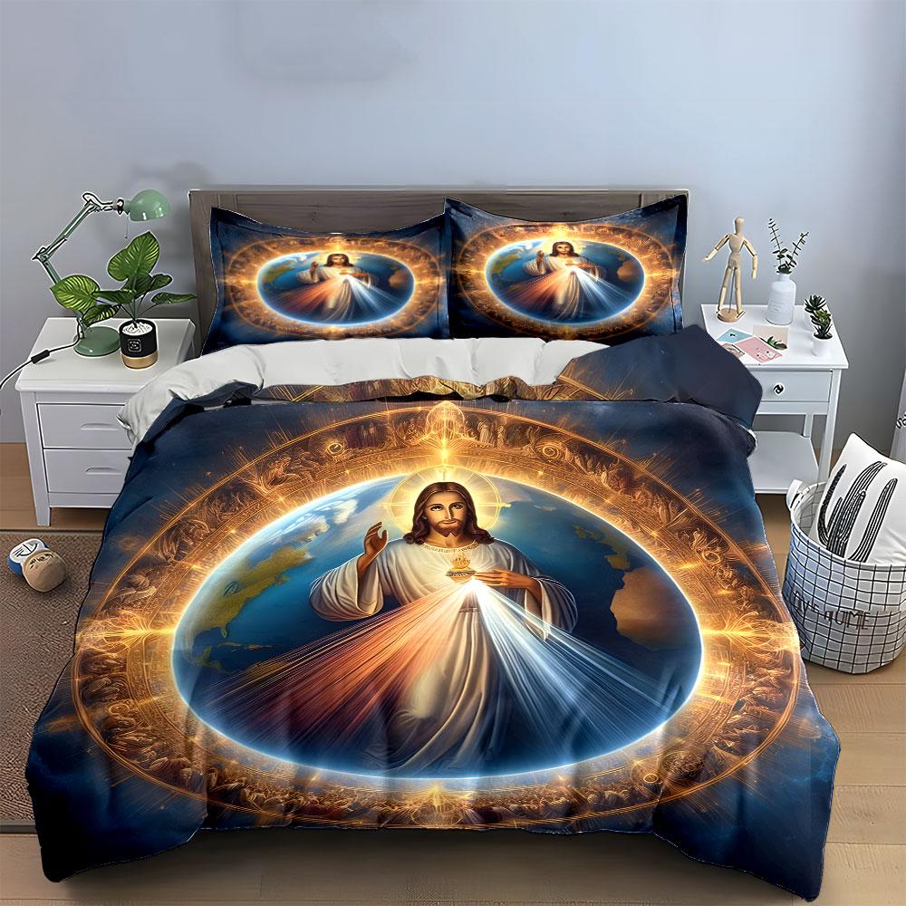 Sacred Divine Symbolic Three-Piece Set kid's and adults' bedroom decor, Exquisite three-piece bedding set gift